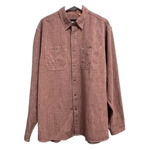 Orvis Shirt Mens Large Pink Red Marled L/S Button Up Chest Pockets Casual Work